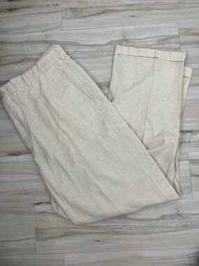Trust Men's Linen Blend Pleated Front Cuffed Pants Y2k